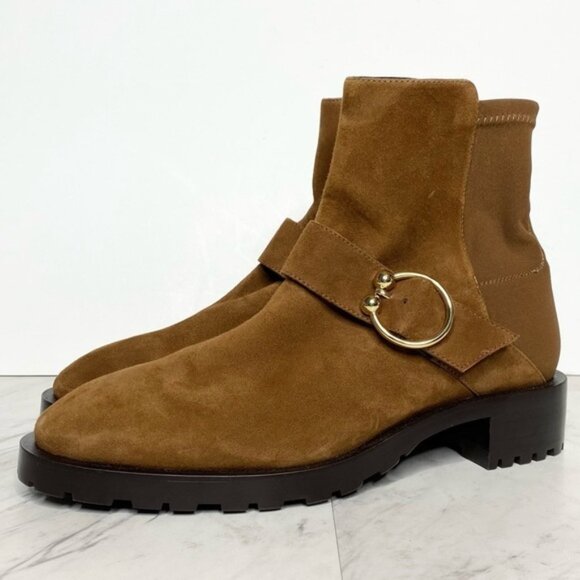 New! Stuart Weitzman Luxering Brown Suede Bootie 8B - Picture 1 of 14